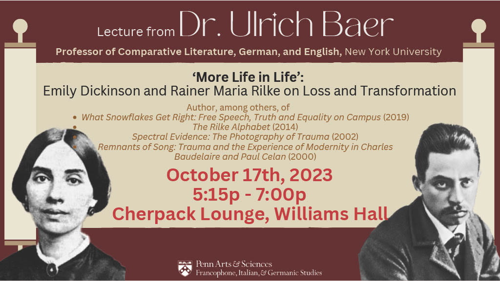 Ulrich Baer lecture poster