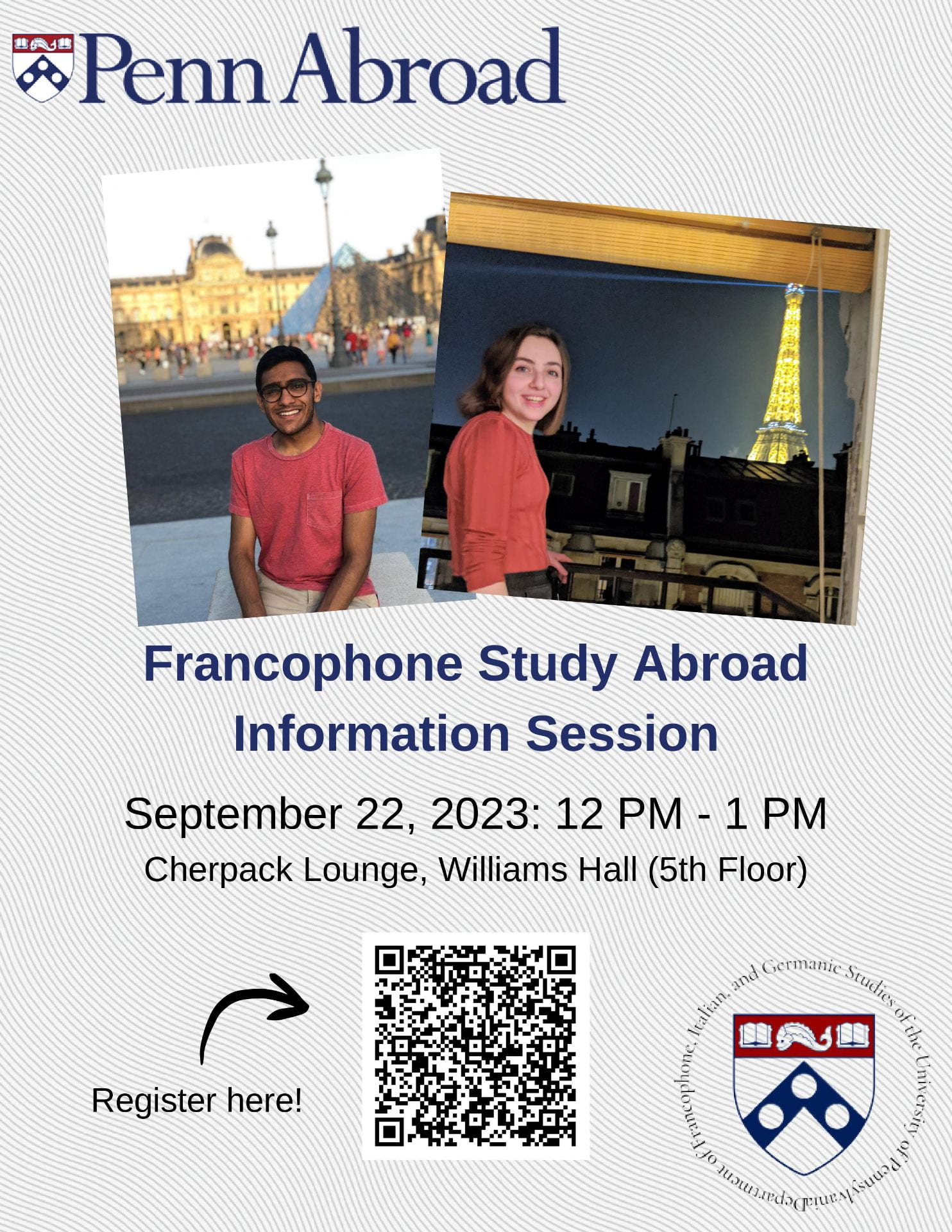 Poster for Francophone study abroad info session